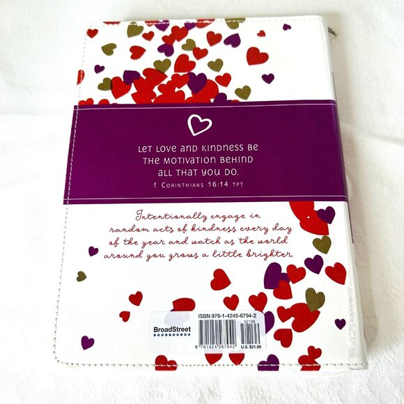 2024 365 Days of Kindness Faux Zippered Leather Cover Heart Design Motivational - Picture 6 of 10